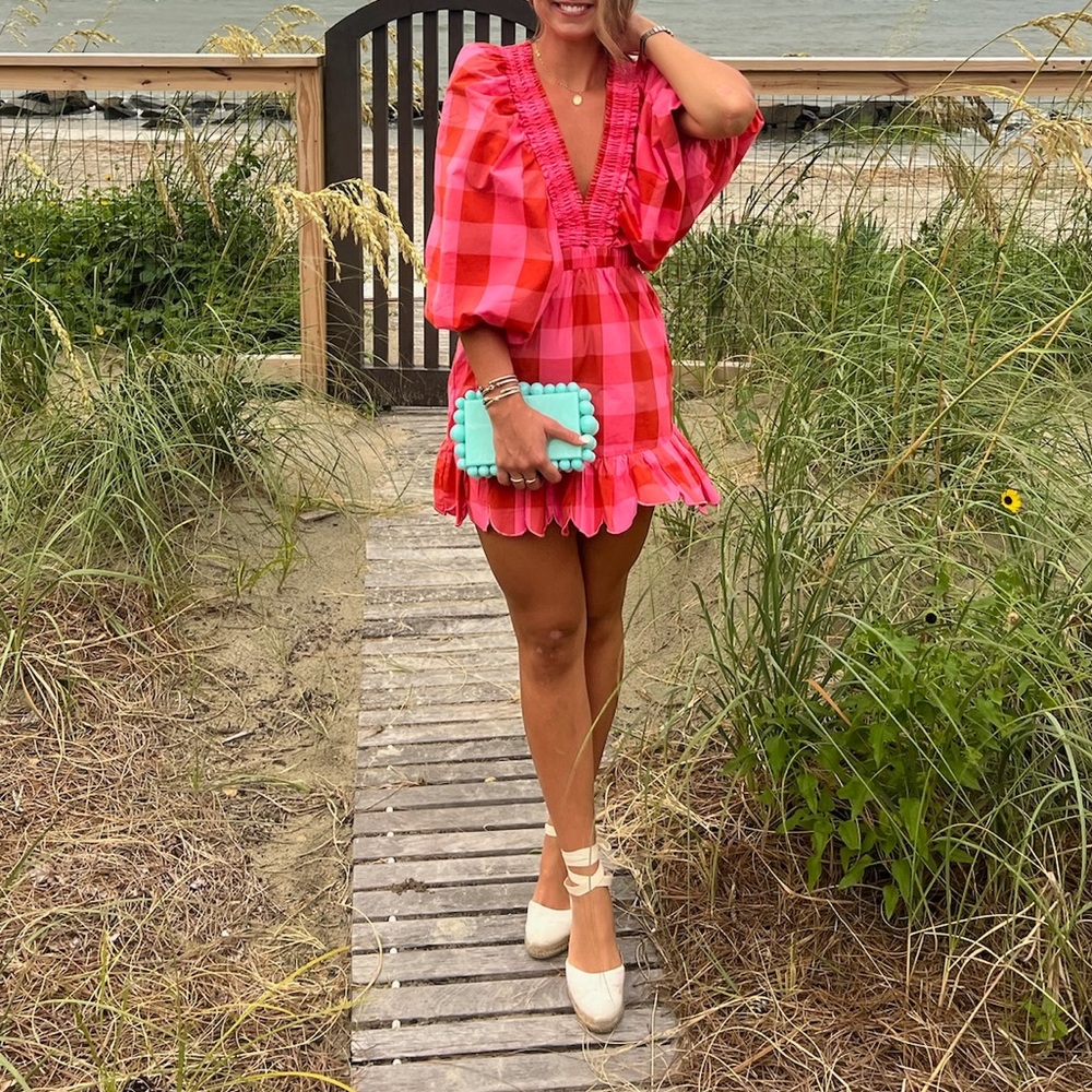 Sundress Marine Mini Dress Hot Pink Plaid